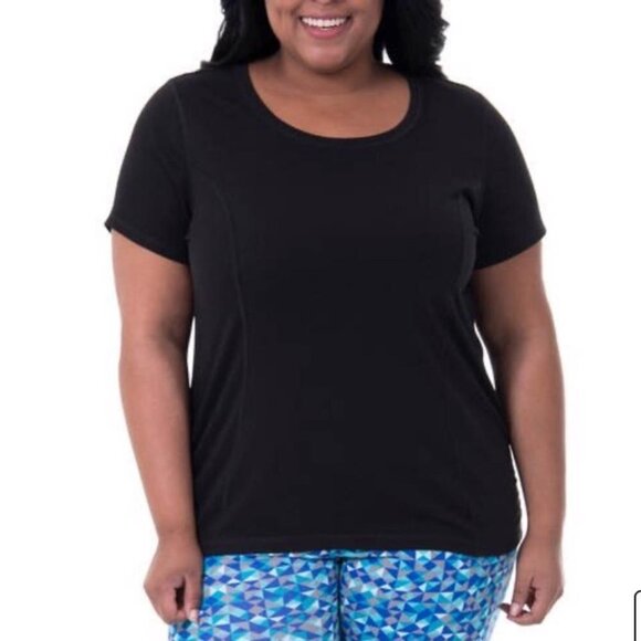Athletic Performance Running Workout Short Sleeves Shirt Black Plus Size XXL - Picture 1 of 6